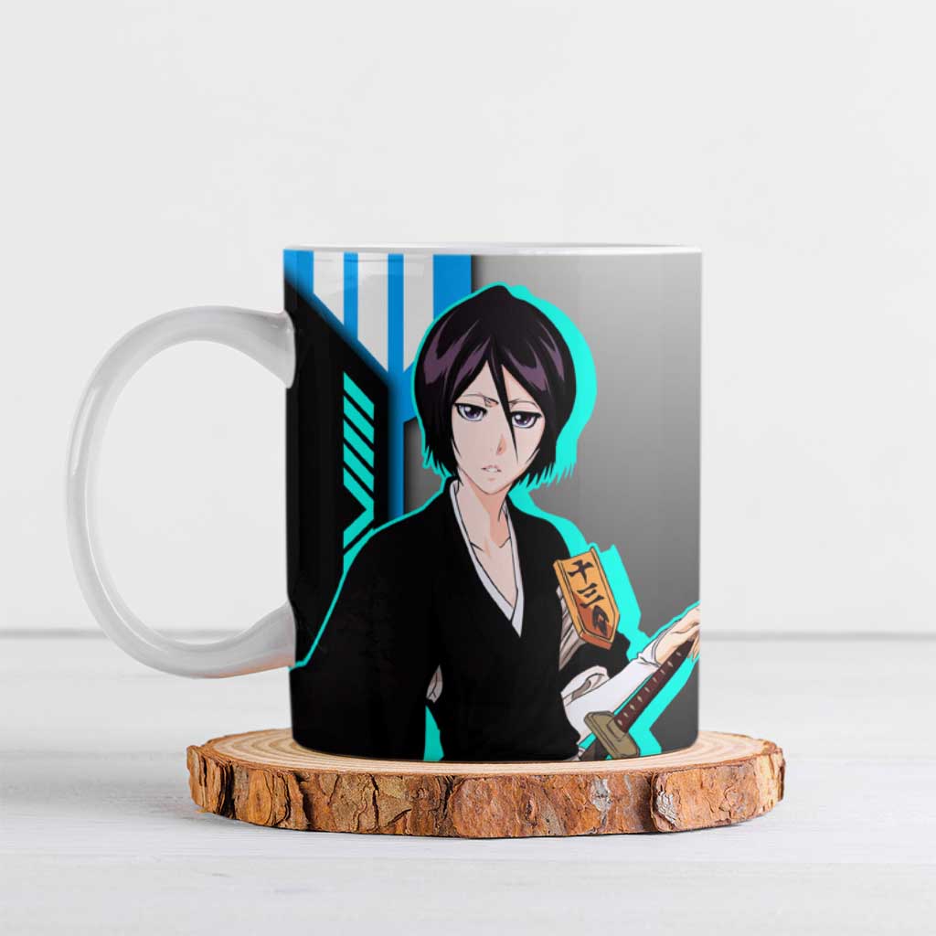 Rukia Kuchiki from Bleach Ceramic Mug with Sword and Ice Powers Pose Design - The Mazicc