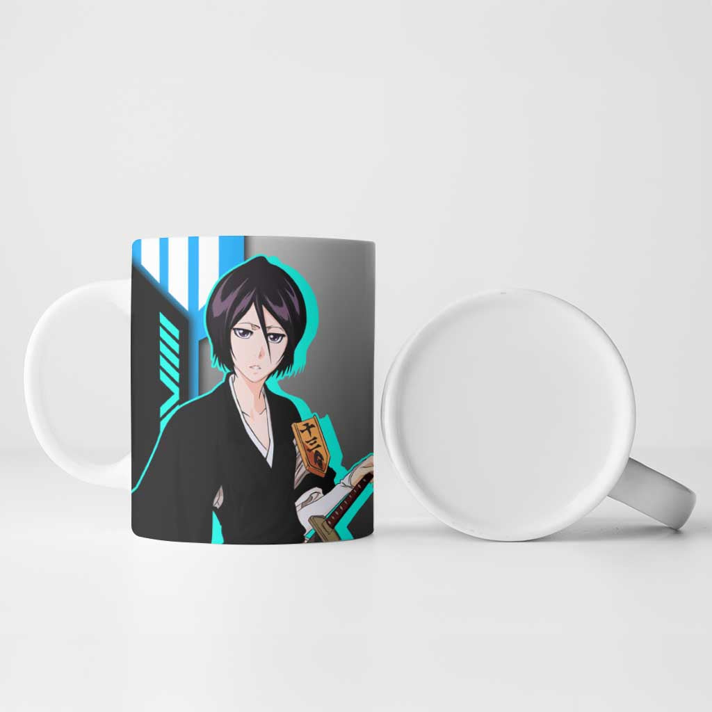 Rukia Kuchiki from Bleach Ceramic Mug with Sword and Ice Powers Pose Design - The Mazicc