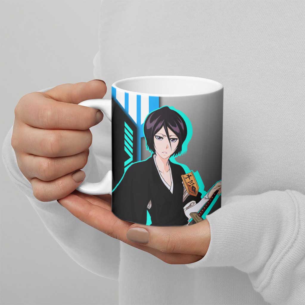 Rukia Kuchiki from Bleach Ceramic Mug with Sword and Ice Powers Pose Design - The Mazicc