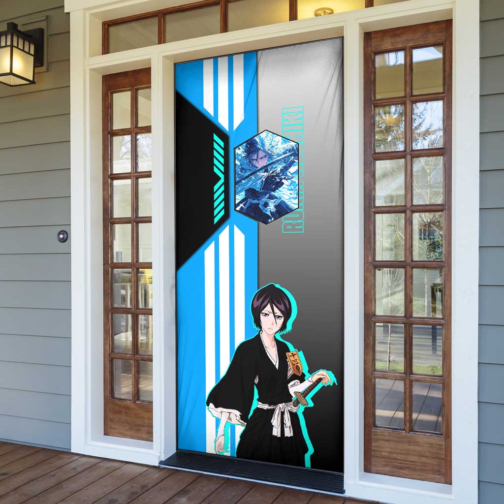 Rukia Kuchiki from Bleach Door Cover with Sword and Ice Powers Pose Design - The Mazicc