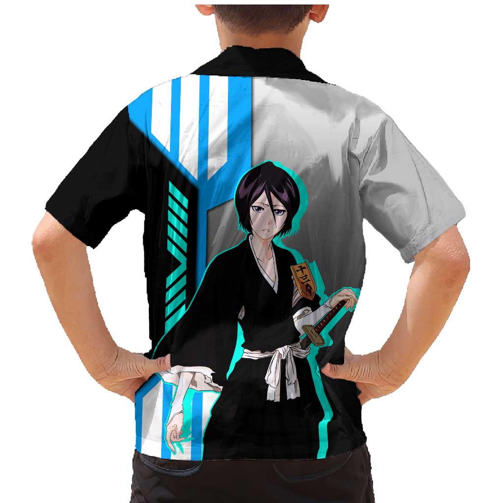Rukia Kuchiki from Bleach Family Matching Mermaid Dress and Hawaiian Shirt with Sword and Ice Powers Pose Design - The Mazicc