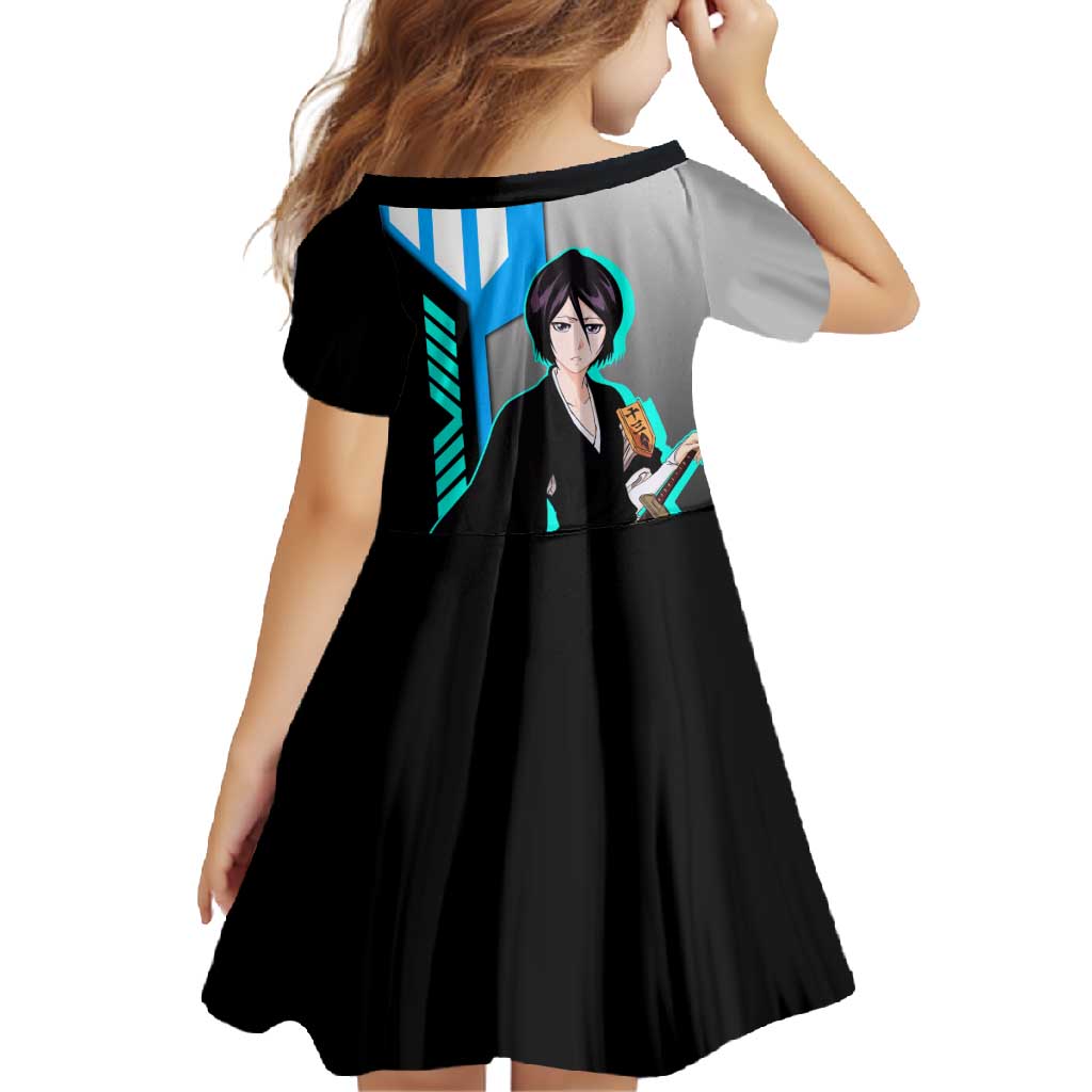 Rukia Kuchiki from Bleach Family Matching Off Shoulder Maxi Dress and Hawaiian Shirt with Sword and Ice Powers Pose Design - The Mazicc