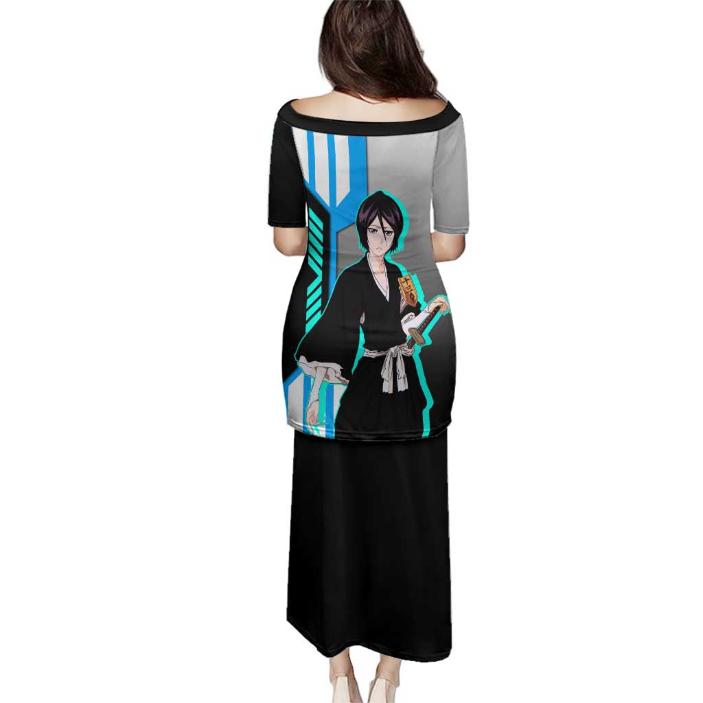 Rukia Kuchiki from Bleach Family Matching Puletasi and Hawaiian Shirt with Sword and Ice Powers Pose Design - The Mazicc