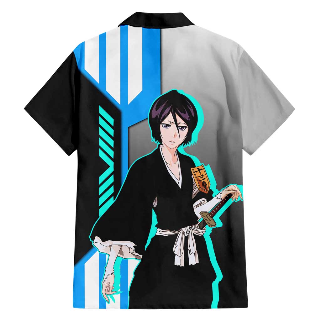 Rukia Kuchiki from Bleach Family Matching Short Sleeve Bodycon Dress and Hawaiian Shirt with Sword and Ice Powers Pose Design - The Mazicc
