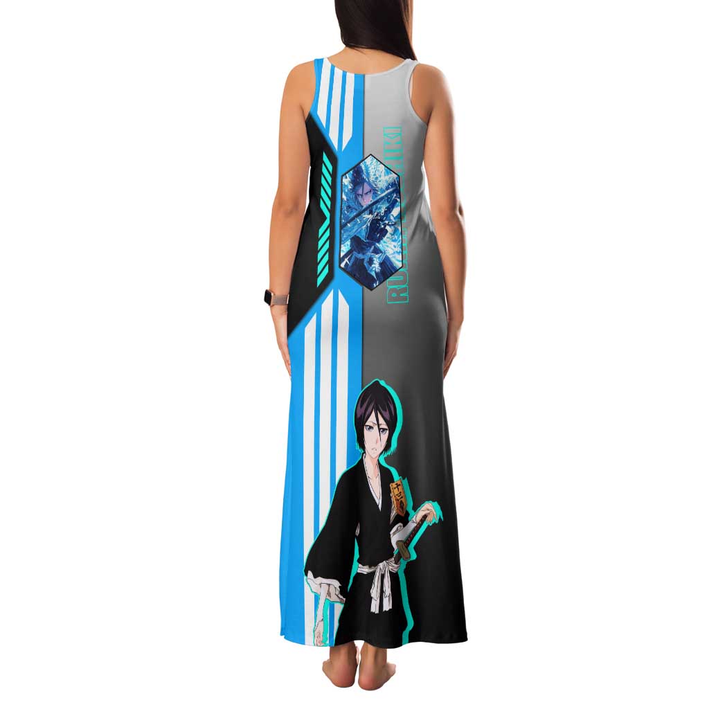 Rukia Kuchiki from Bleach Family Matching Tank Maxi Dress and Hawaiian Shirt with Sword and Ice Powers Pose Design - The Mazicc