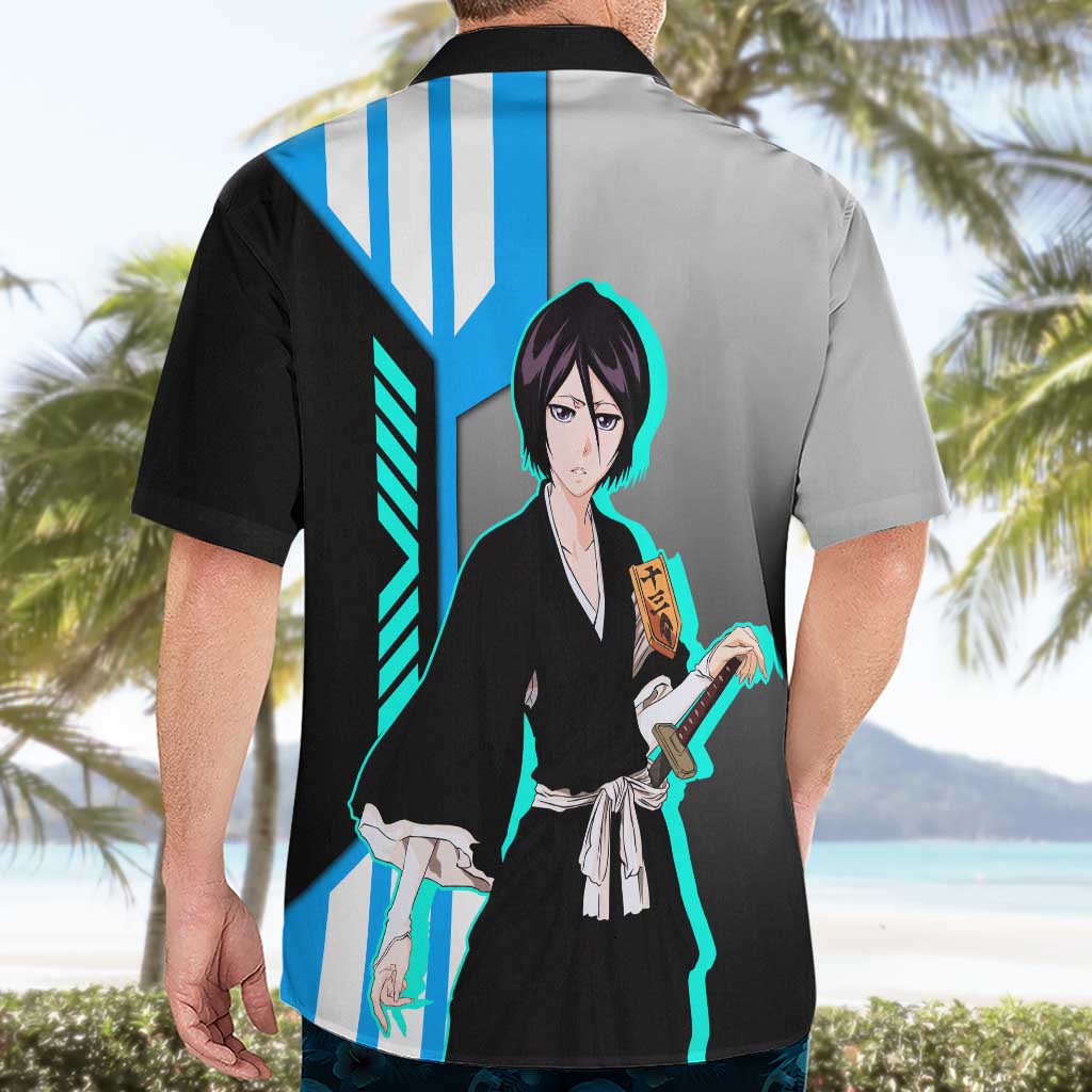 Rukia Kuchiki from Bleach Hawaiian Shirt with Sword and Ice Powers Pose Design - The Mazicc