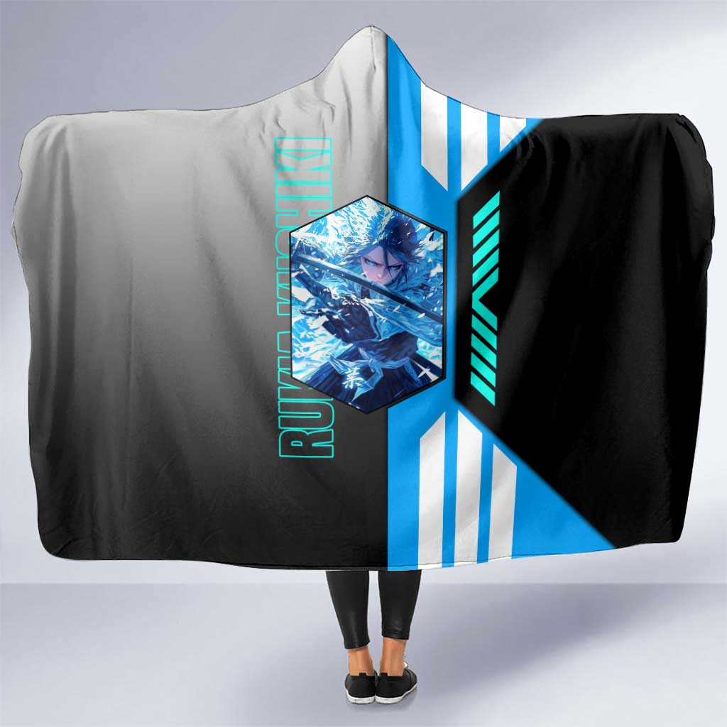 Rukia Kuchiki from Bleach Hooded Blanket with Sword and Ice Powers Pose Design - The Mazicc