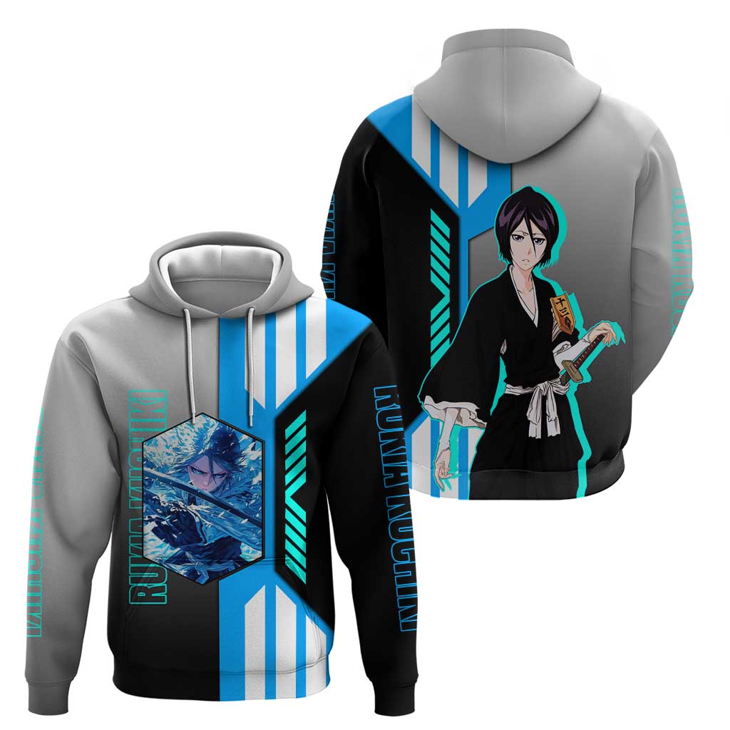 Rukia Kuchiki from Bleach Hoodie with Sword and Ice Powers Pose Design - The Mazicc