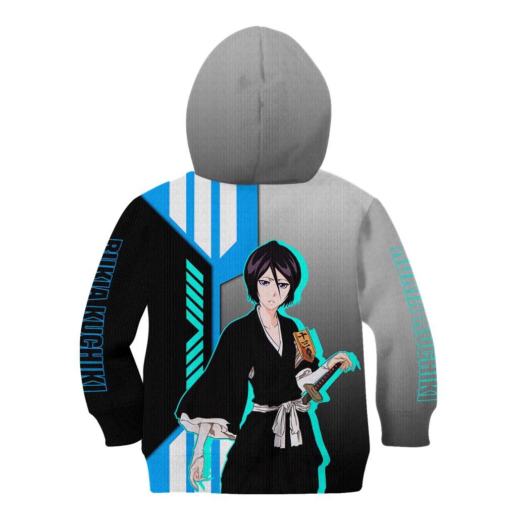 Rukia Kuchiki from Bleach Kid Hoodie with Sword and Ice Powers Pose Design - The Mazicc