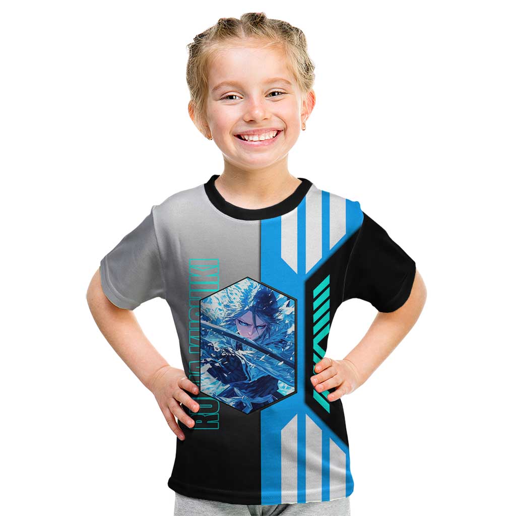 Rukia Kuchiki from Bleach Kid T Shirt with Sword and Ice Powers Pose Design - The Mazicc