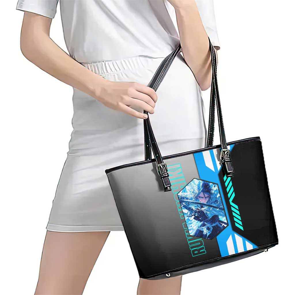 Rukia Kuchiki from Bleach Leather Tote Bag with Sword and Ice Powers Pose Design - The Mazicc