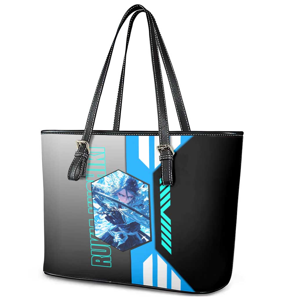 Rukia Kuchiki from Bleach Leather Tote Bag with Sword and Ice Powers Pose Design - The Mazicc