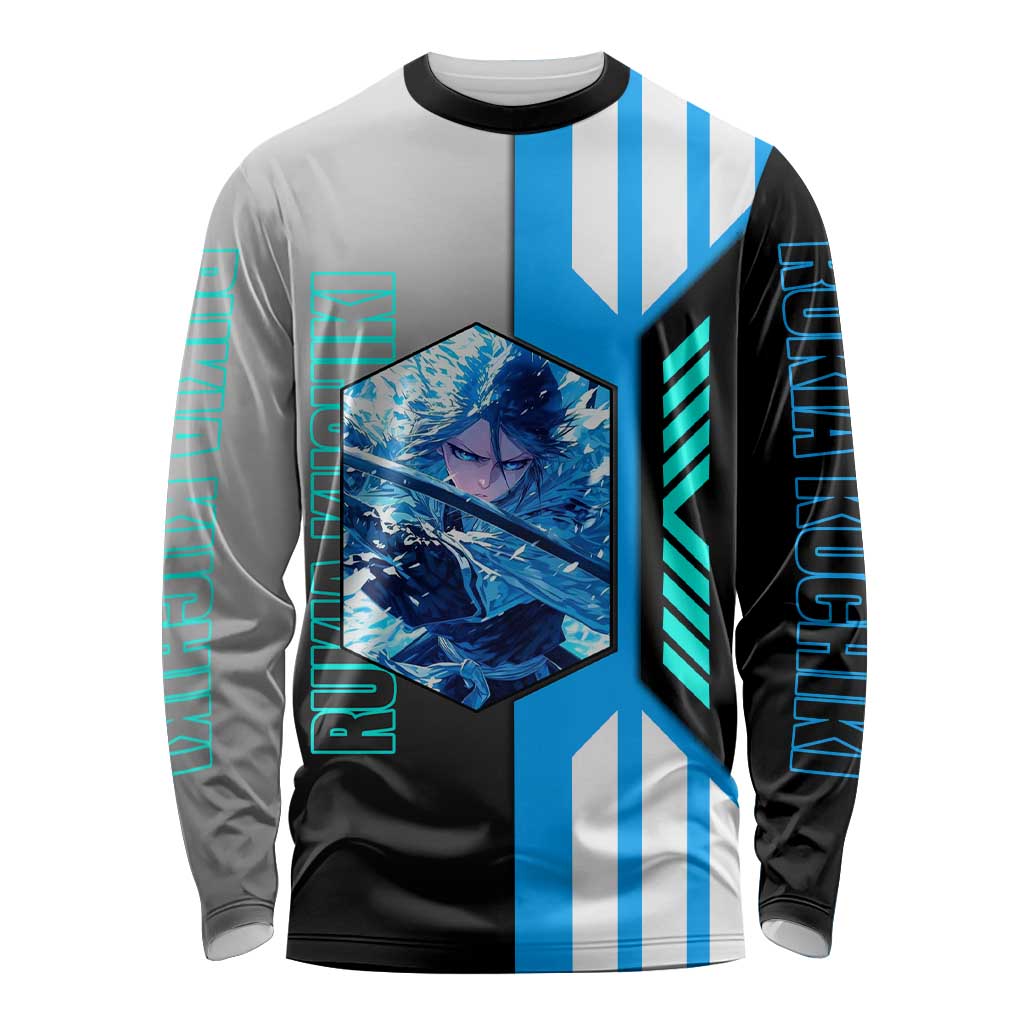 Rukia Kuchiki from Bleach Long Sleeve Shirt with Sword and Ice Powers Pose Design - The Mazicc