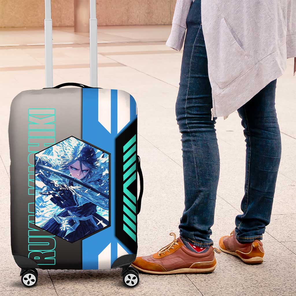 Rukia Kuchiki from Bleach Luggage Cover with Sword and Ice Powers Pose Design - The Mazicc