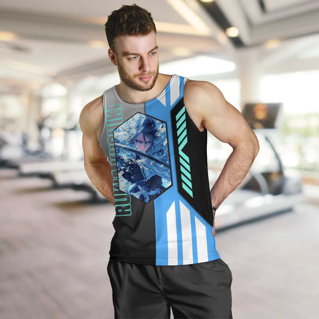 Rukia Kuchiki from Bleach Men Tank Top with Sword and Ice Powers Pose Design - The Mazicc