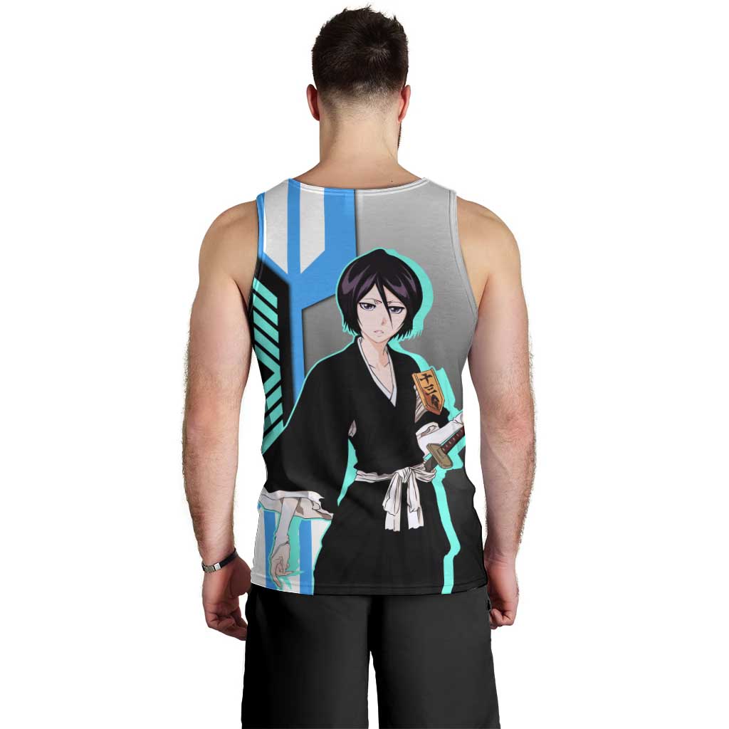 Rukia Kuchiki from Bleach Men Tank Top with Sword and Ice Powers Pose Design - The Mazicc