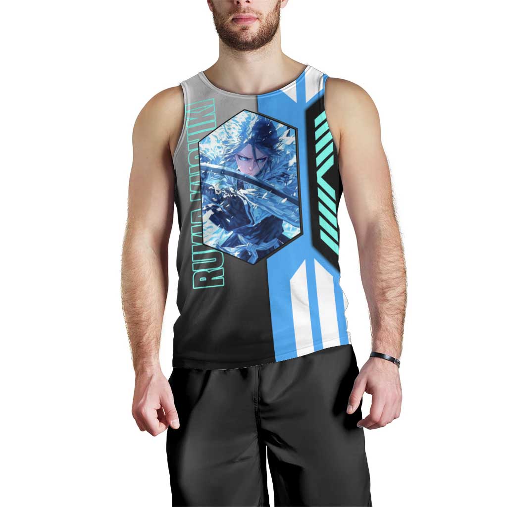 Rukia Kuchiki from Bleach Men Tank Top with Sword and Ice Powers Pose Design - The Mazicc