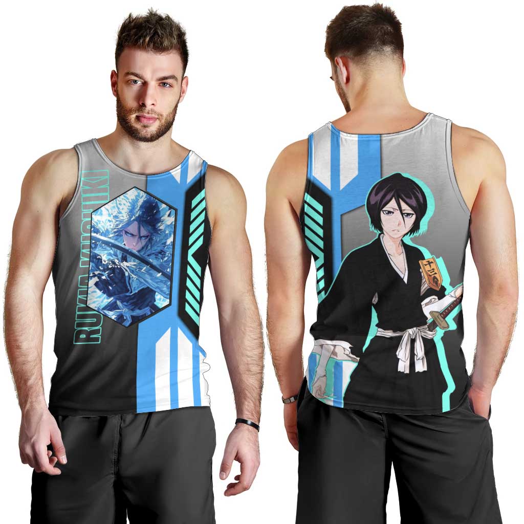 Rukia Kuchiki from Bleach Men Tank Top with Sword and Ice Powers Pose Design - The Mazicc