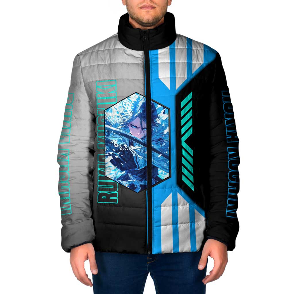 Rukia Kuchiki from Bleach Padded Jacket with Sword and Ice Powers Pose Design - The Mazicc