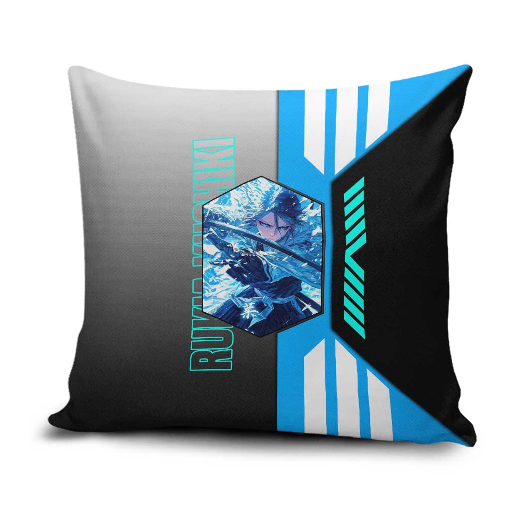 Rukia Kuchiki from Bleach Pillow Cover with Sword and Ice Powers Pose Design - The Mazicc