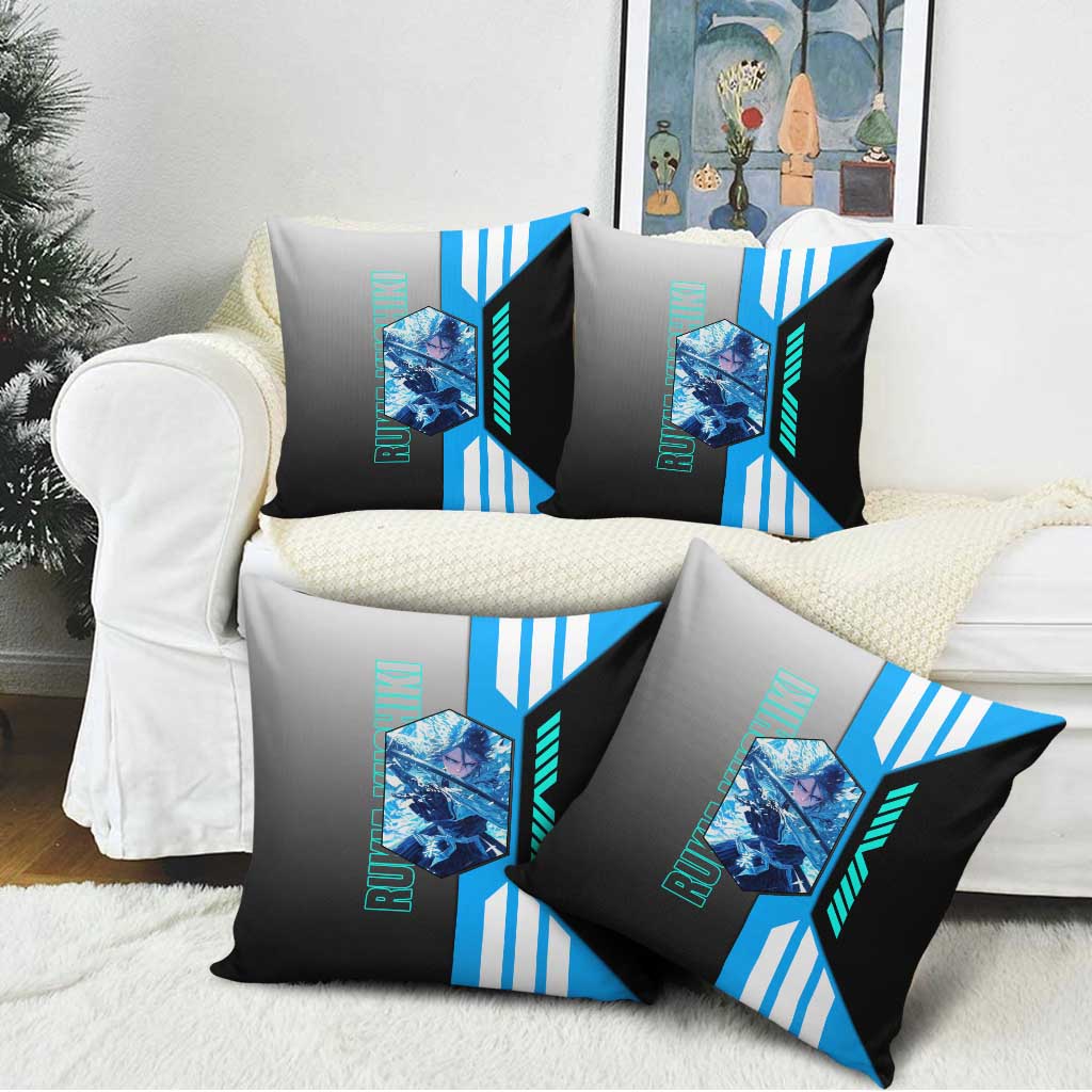 Rukia Kuchiki from Bleach Pillow Cover with Sword and Ice Powers Pose Design - The Mazicc