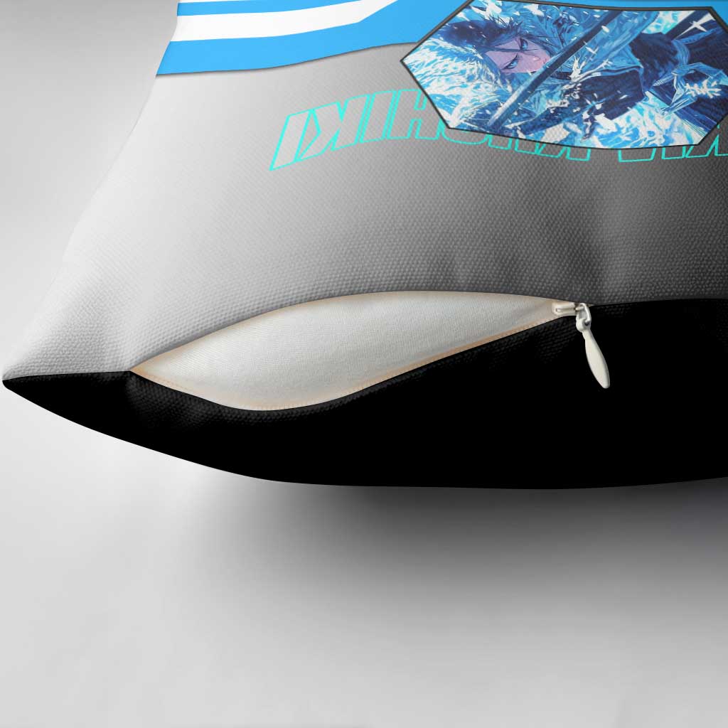 Rukia Kuchiki from Bleach Pillow Cover with Sword and Ice Powers Pose Design - The Mazicc