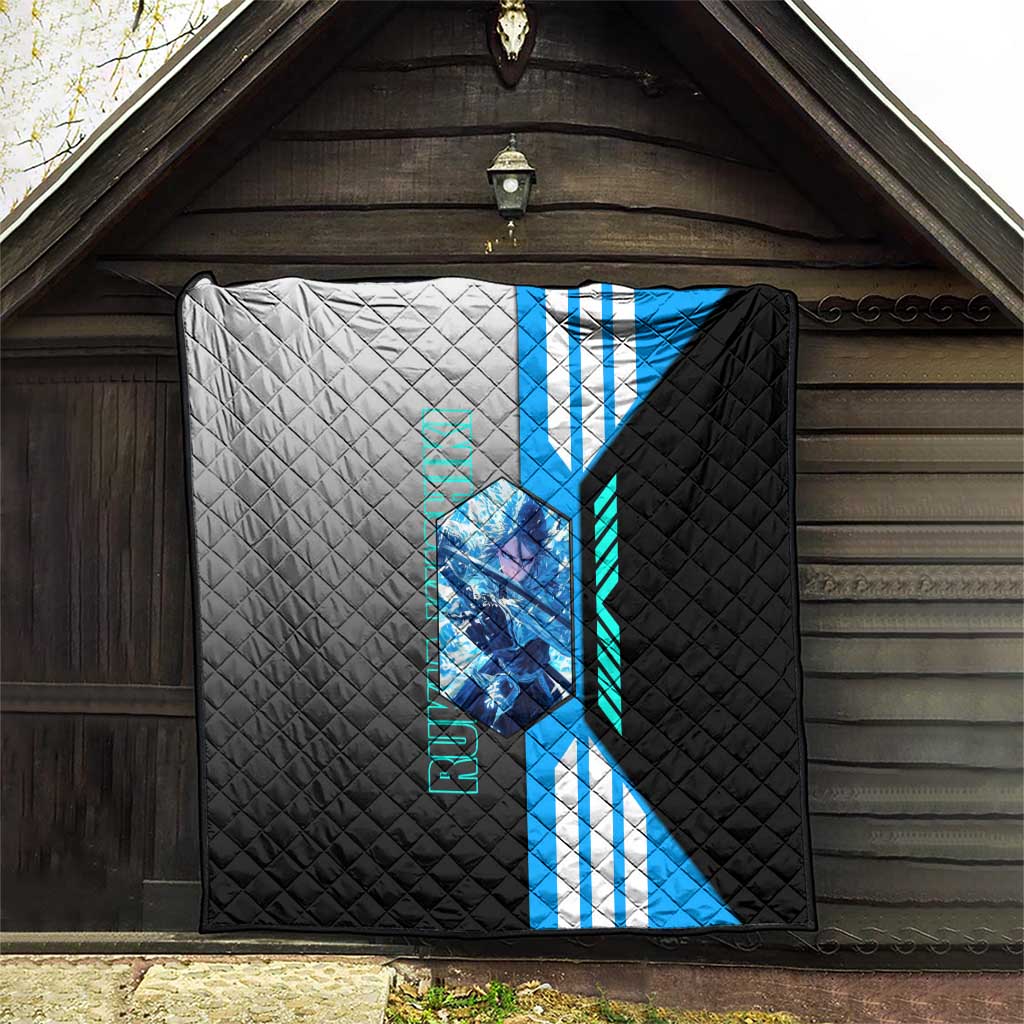 Rukia Kuchiki from Bleach Quilt with Sword and Ice Powers Pose Design - The Mazicc