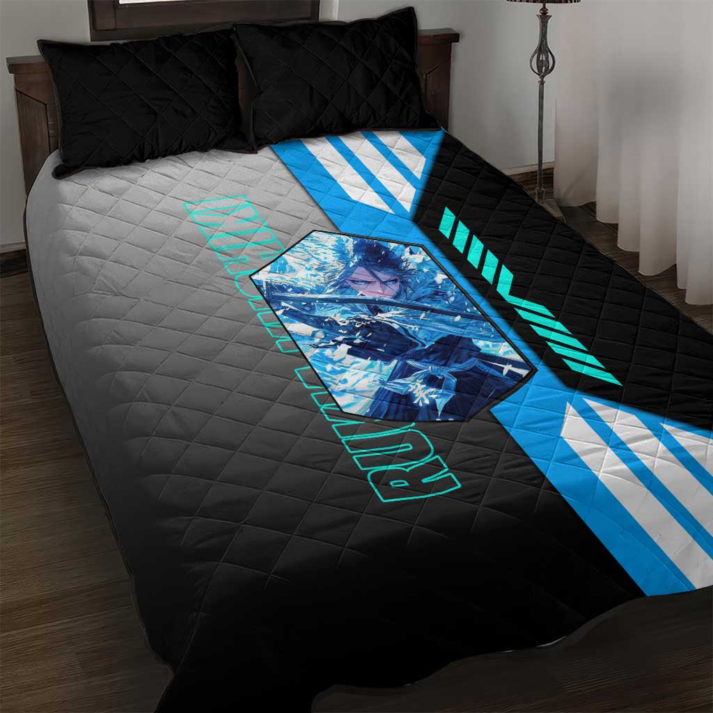 Rukia Kuchiki from Bleach Quilt Bed Set with Sword and Ice Powers Pose Design - The Mazicc