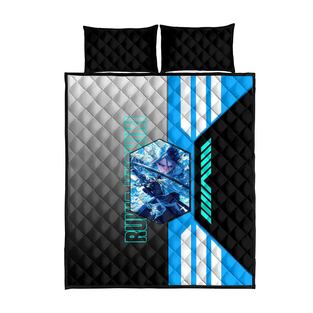 Rukia Kuchiki from Bleach Quilt Bed Set with Sword and Ice Powers Pose Design - The Mazicc