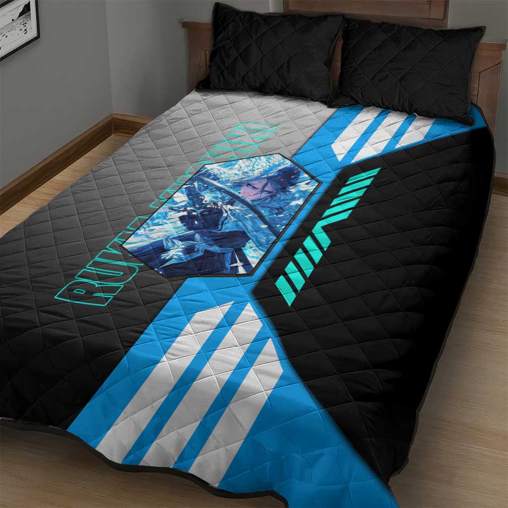 Rukia Kuchiki from Bleach Quilt Bed Set with Sword and Ice Powers Pose Design - The Mazicc