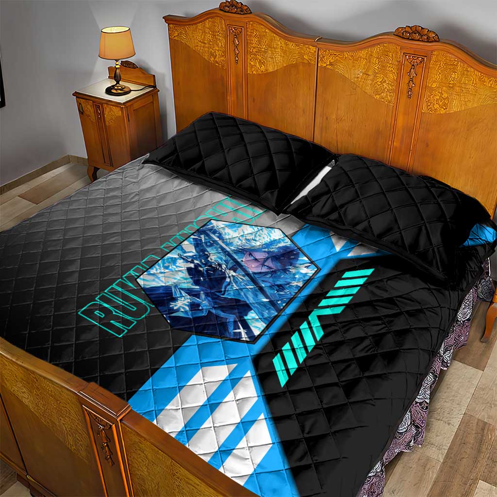 Rukia Kuchiki from Bleach Quilt Bed Set with Sword and Ice Powers Pose Design - The Mazicc