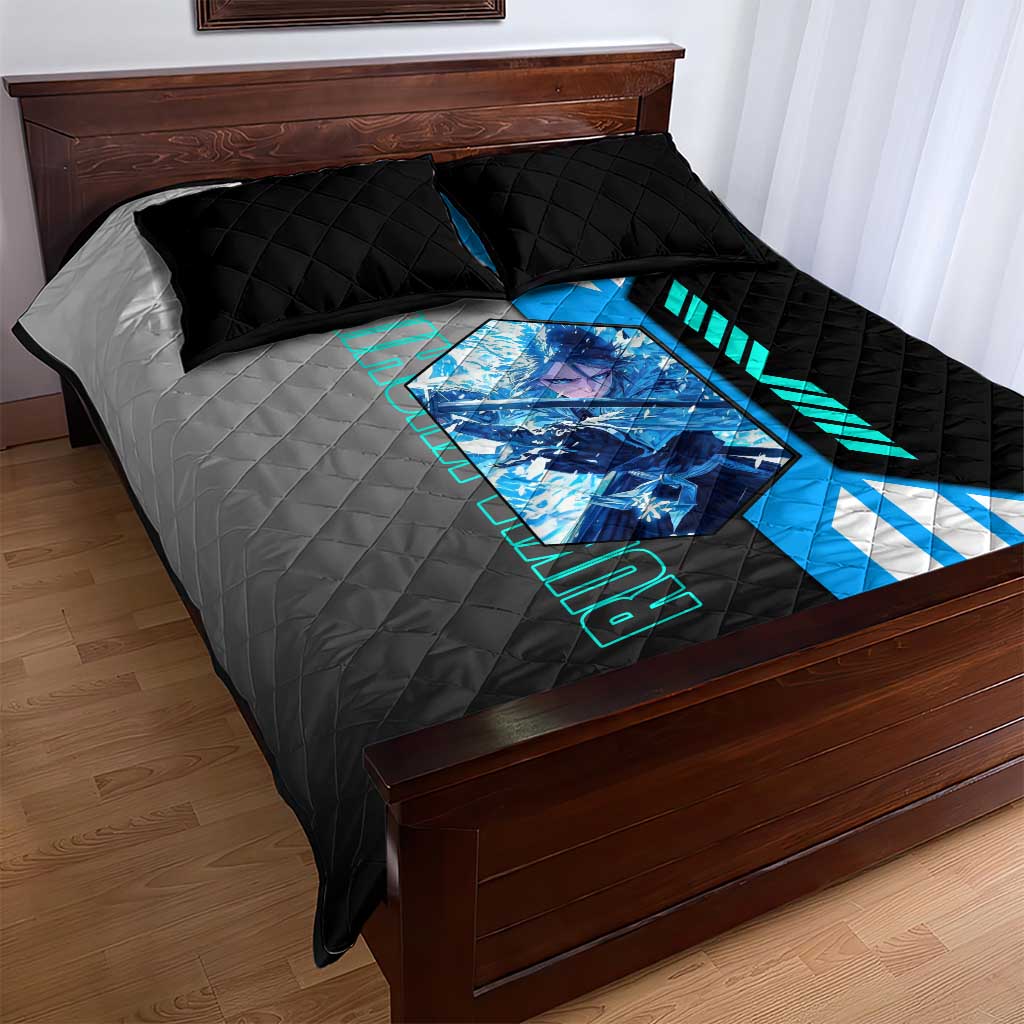 Rukia Kuchiki from Bleach Quilt Bed Set with Sword and Ice Powers Pose Design - The Mazicc