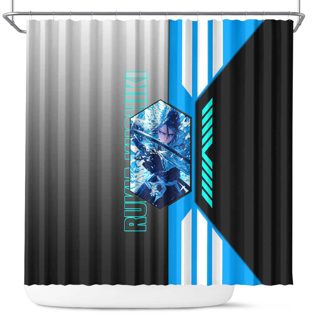 Rukia Kuchiki from Bleach Shower Curtain with Sword and Ice Powers Pose Design - The Mazicc