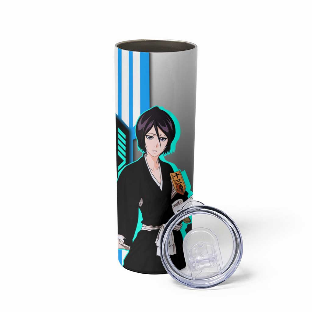 Rukia Kuchiki from Bleach Skinny Tumbler with Sword and Ice Powers Pose Design - The Mazicc
