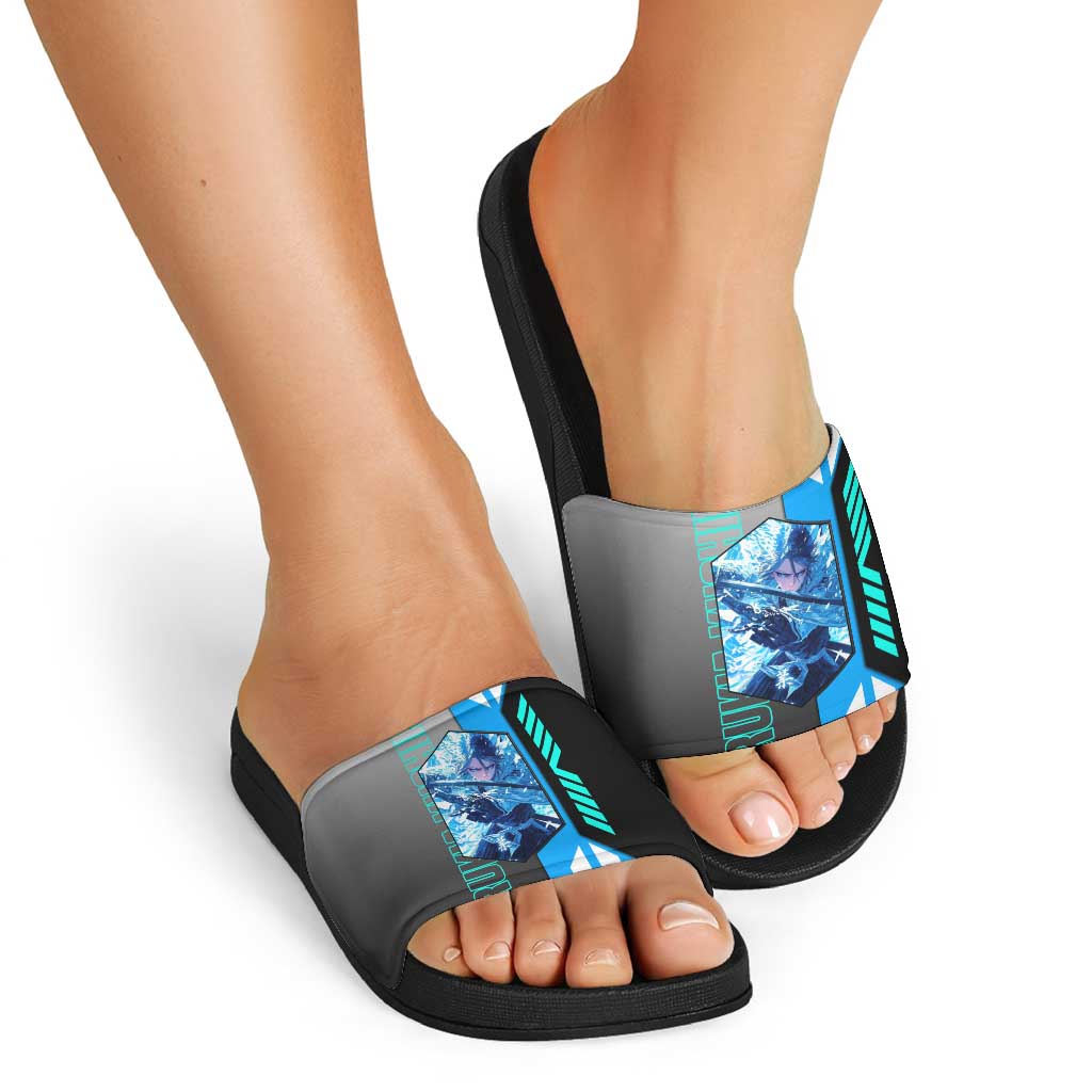Rukia Kuchiki from Bleach Slide Sandals with Sword and Ice Powers Pose Design - The Mazicc