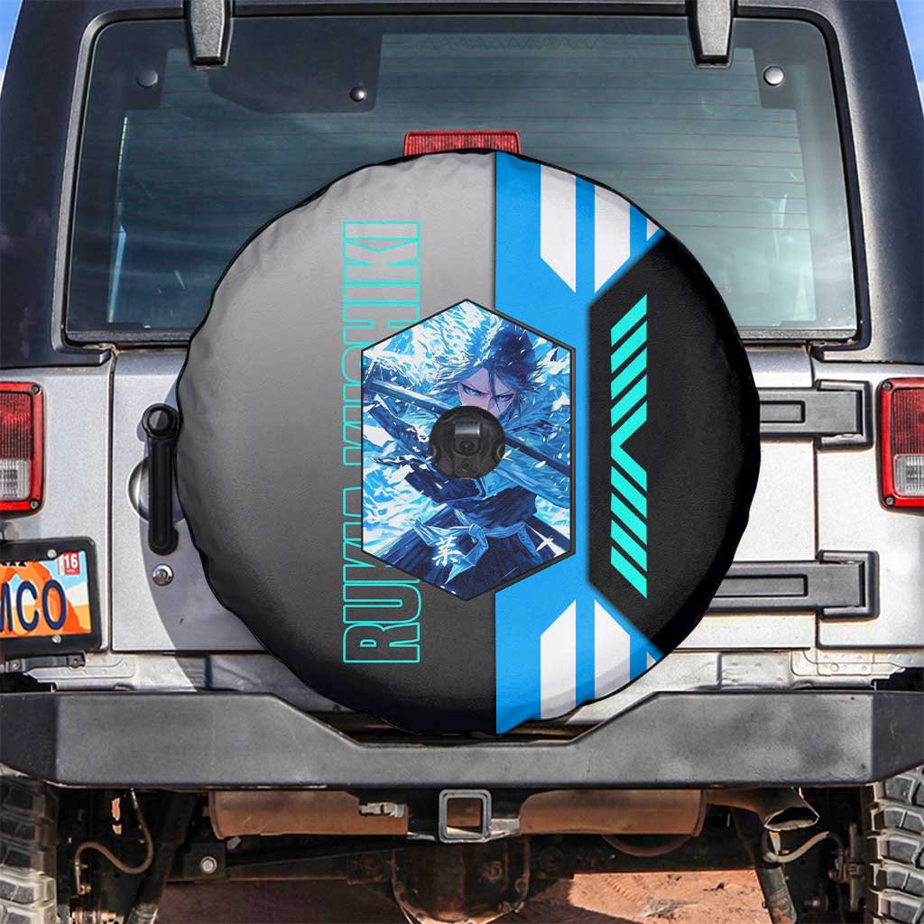 Rukia Kuchiki from Bleach Spare Tire Cover with Sword and Ice Powers Pose Design - The Mazicc