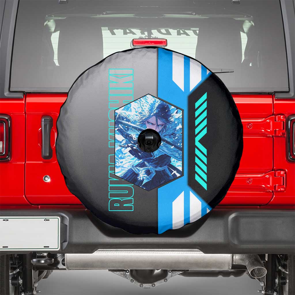 Rukia Kuchiki from Bleach Spare Tire Cover with Sword and Ice Powers Pose Design - The Mazicc