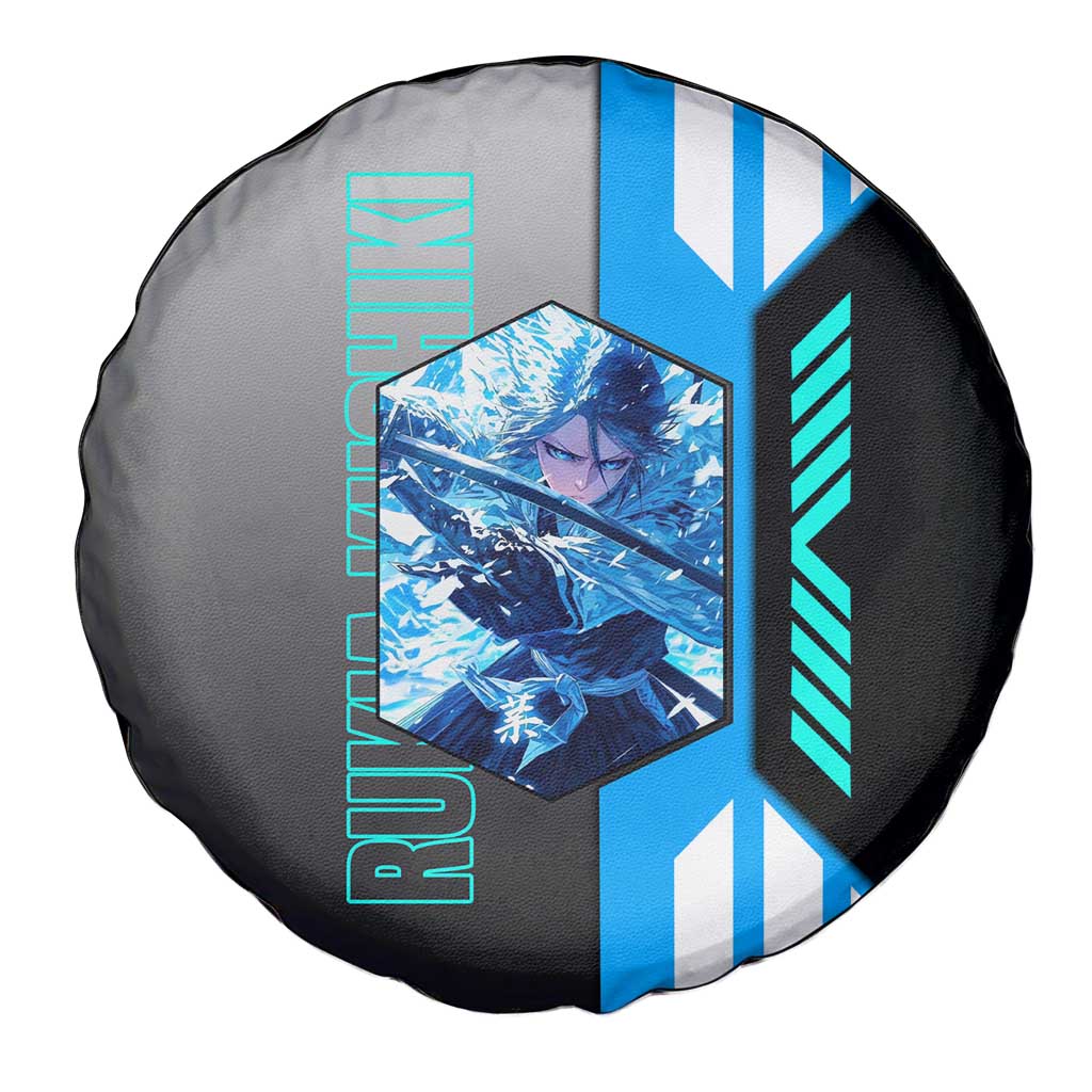 Rukia Kuchiki from Bleach Spare Tire Cover with Sword and Ice Powers Pose Design - The Mazicc