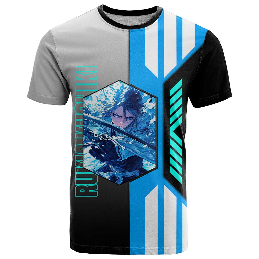 Rukia Kuchiki from Bleach T Shirt with Sword and Ice Powers Pose Design - The Mazicc