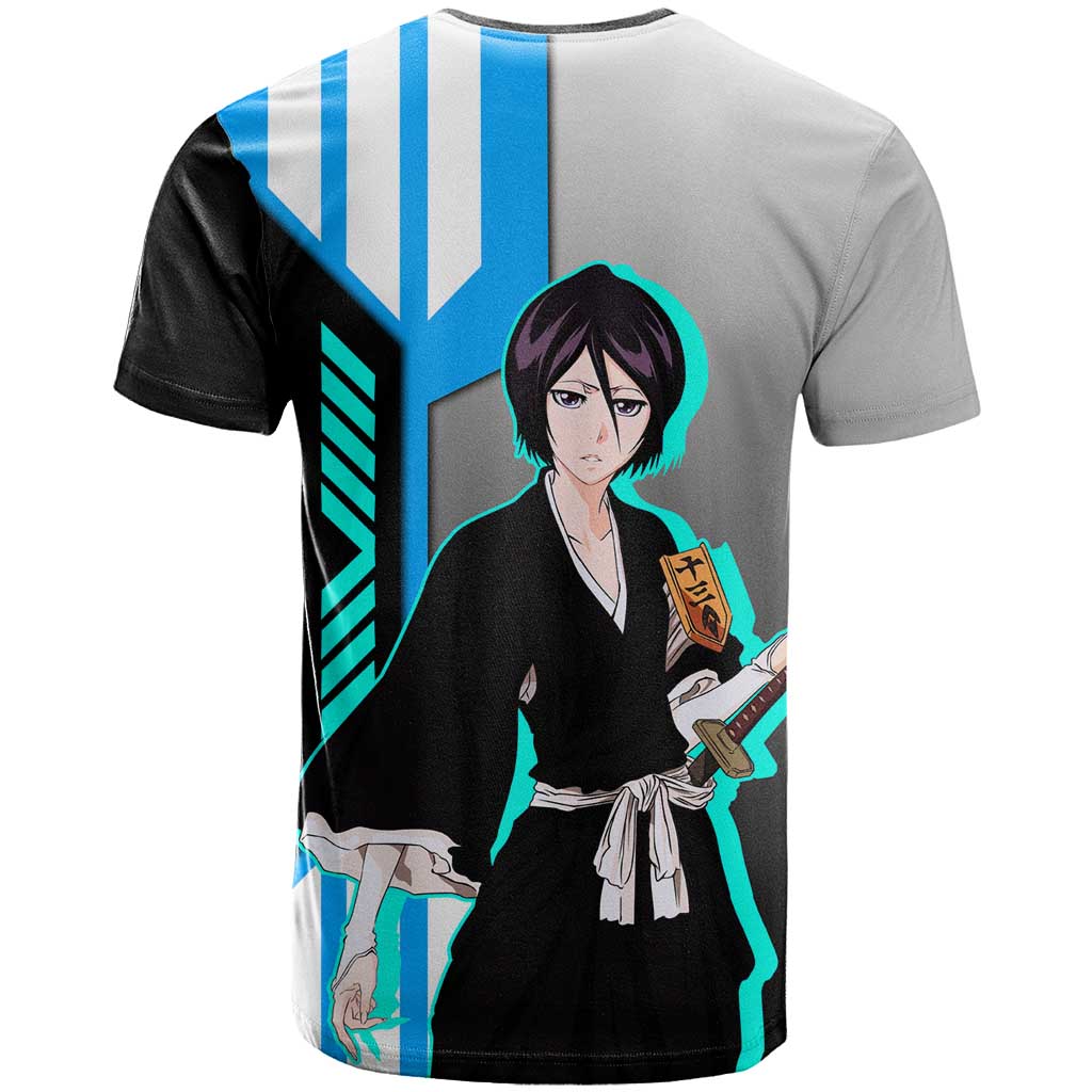 Rukia Kuchiki from Bleach T Shirt with Sword and Ice Powers Pose Design - The Mazicc