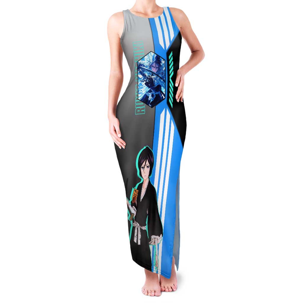 Rukia Kuchiki from Bleach Tank Maxi Dress with Sword and Ice Powers Pose Design - The Mazicc