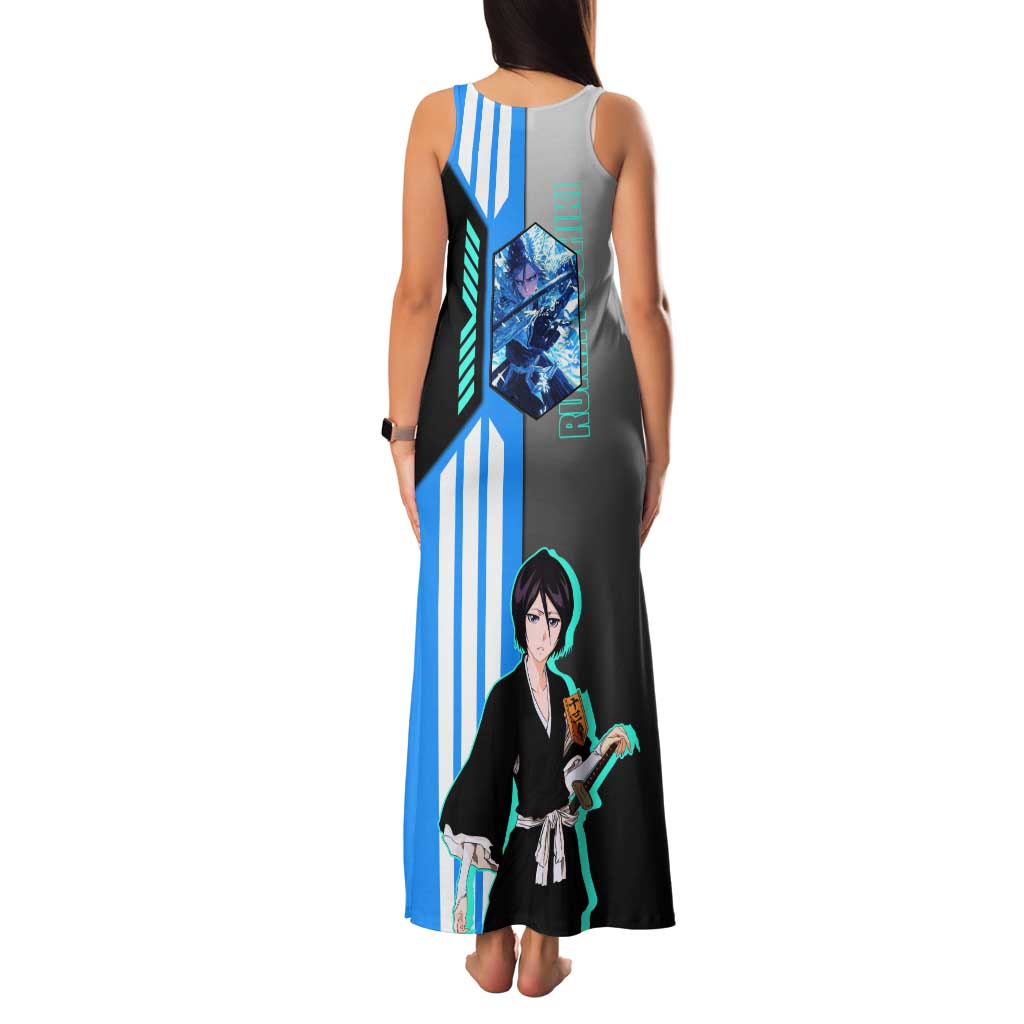 Rukia Kuchiki from Bleach Tank Maxi Dress with Sword and Ice Powers Pose Design - The Mazicc