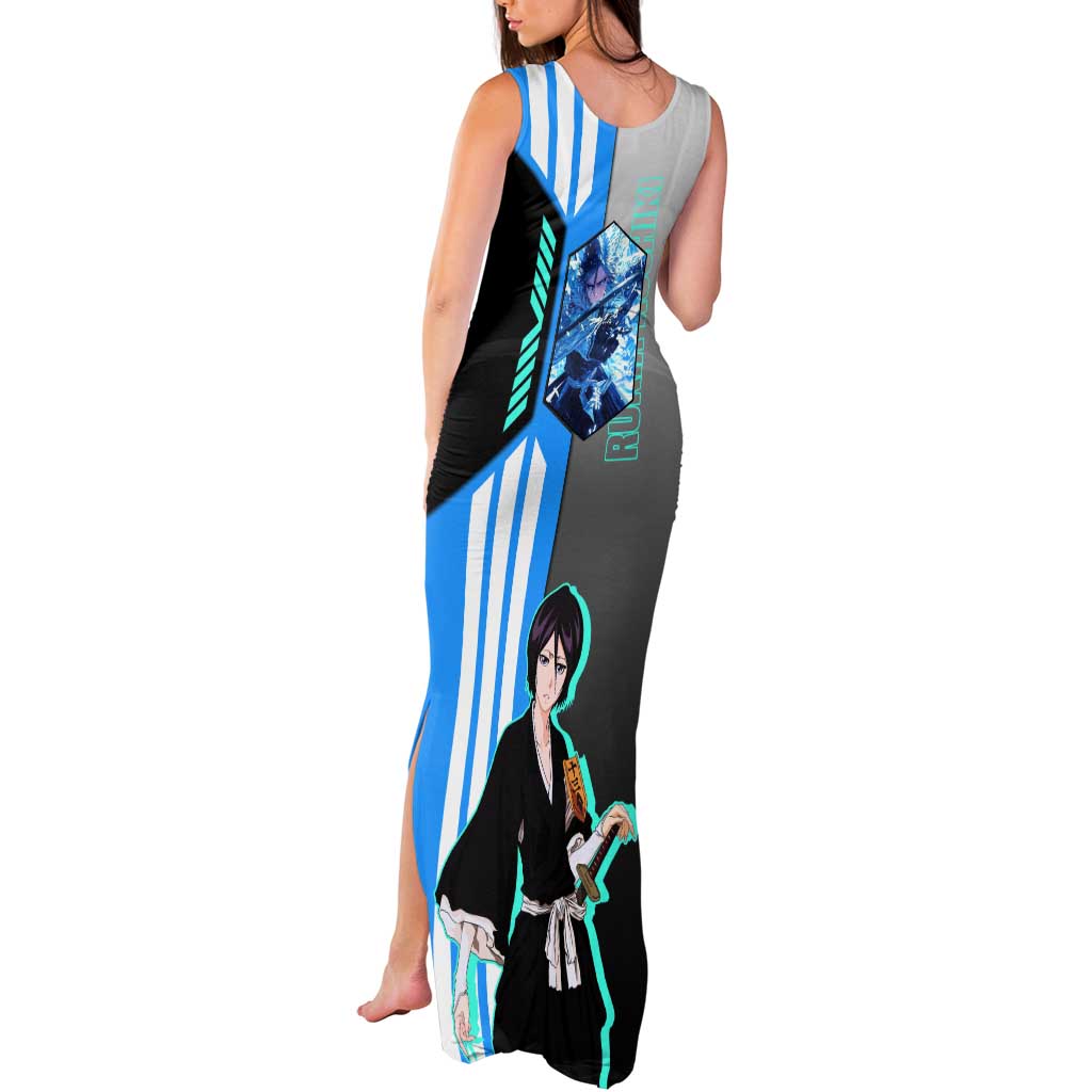 Rukia Kuchiki from Bleach Tank Maxi Dress with Sword and Ice Powers Pose Design - The Mazicc
