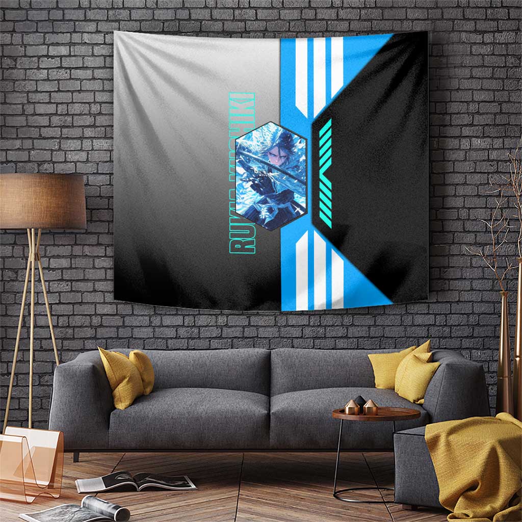 Rukia Kuchiki from Bleach Tapestry with Sword and Ice Powers Pose Design - The Mazicc