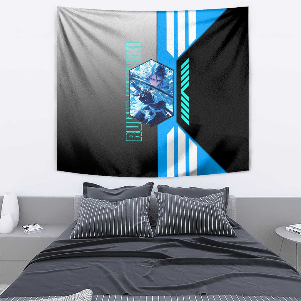 Rukia Kuchiki from Bleach Tapestry with Sword and Ice Powers Pose Design - The Mazicc