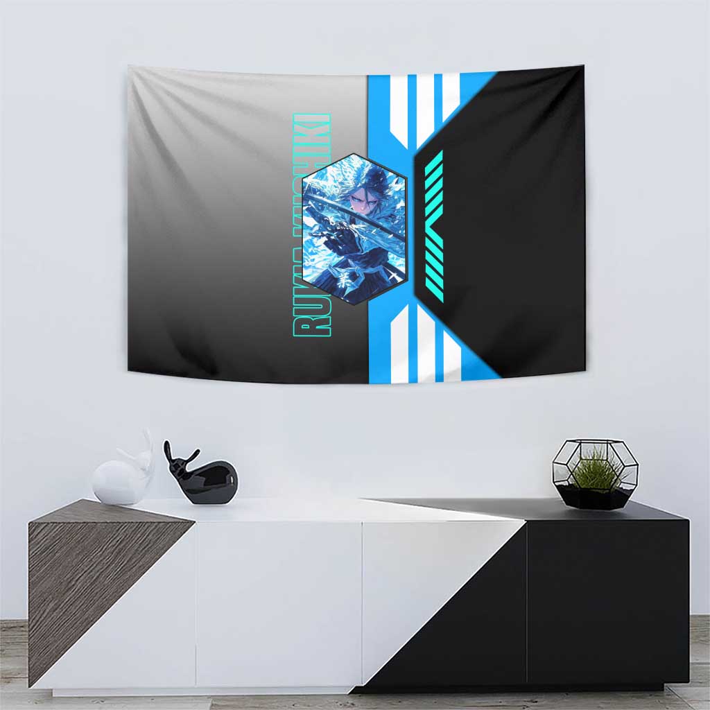 Rukia Kuchiki from Bleach Tapestry with Sword and Ice Powers Pose Design - The Mazicc