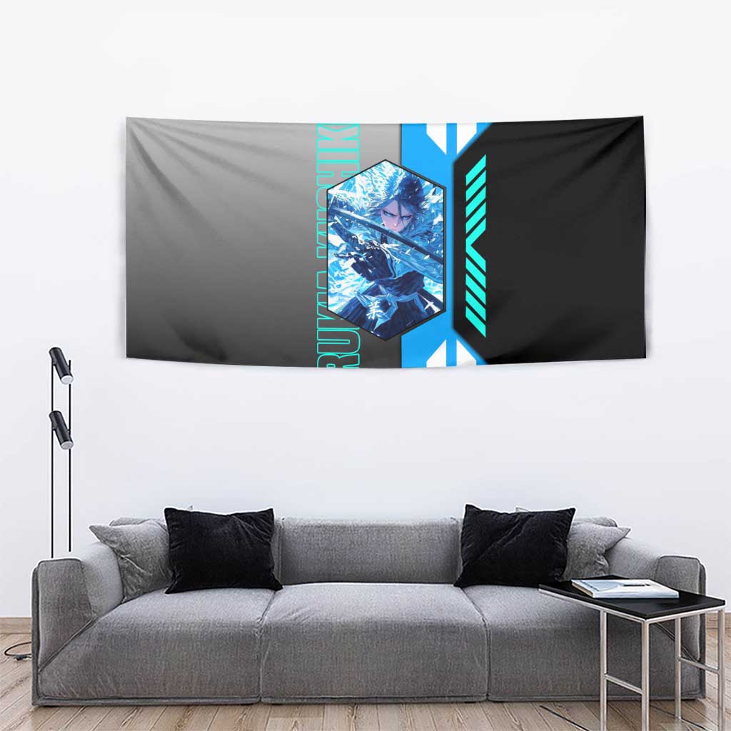 Rukia Kuchiki from Bleach Tapestry with Sword and Ice Powers Pose Design - The Mazicc