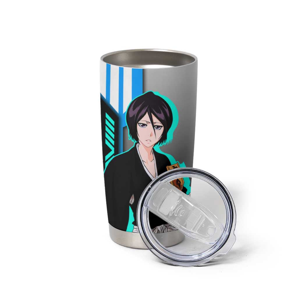 Rukia Kuchiki from Bleach Tumbler Cup with Sword and Ice Powers Pose Design - The Mazicc
