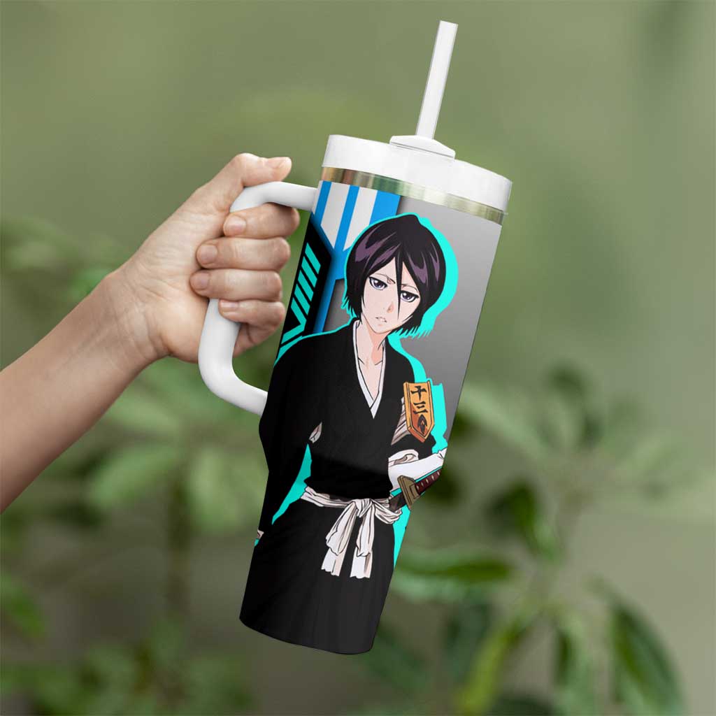 Rukia Kuchiki from Bleach Tumbler With Handle with Sword and Ice Powers Pose Design - The Mazicc
