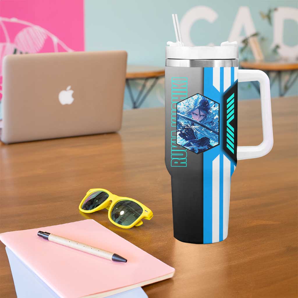 Rukia Kuchiki from Bleach Tumbler With Handle with Sword and Ice Powers Pose Design - The Mazicc